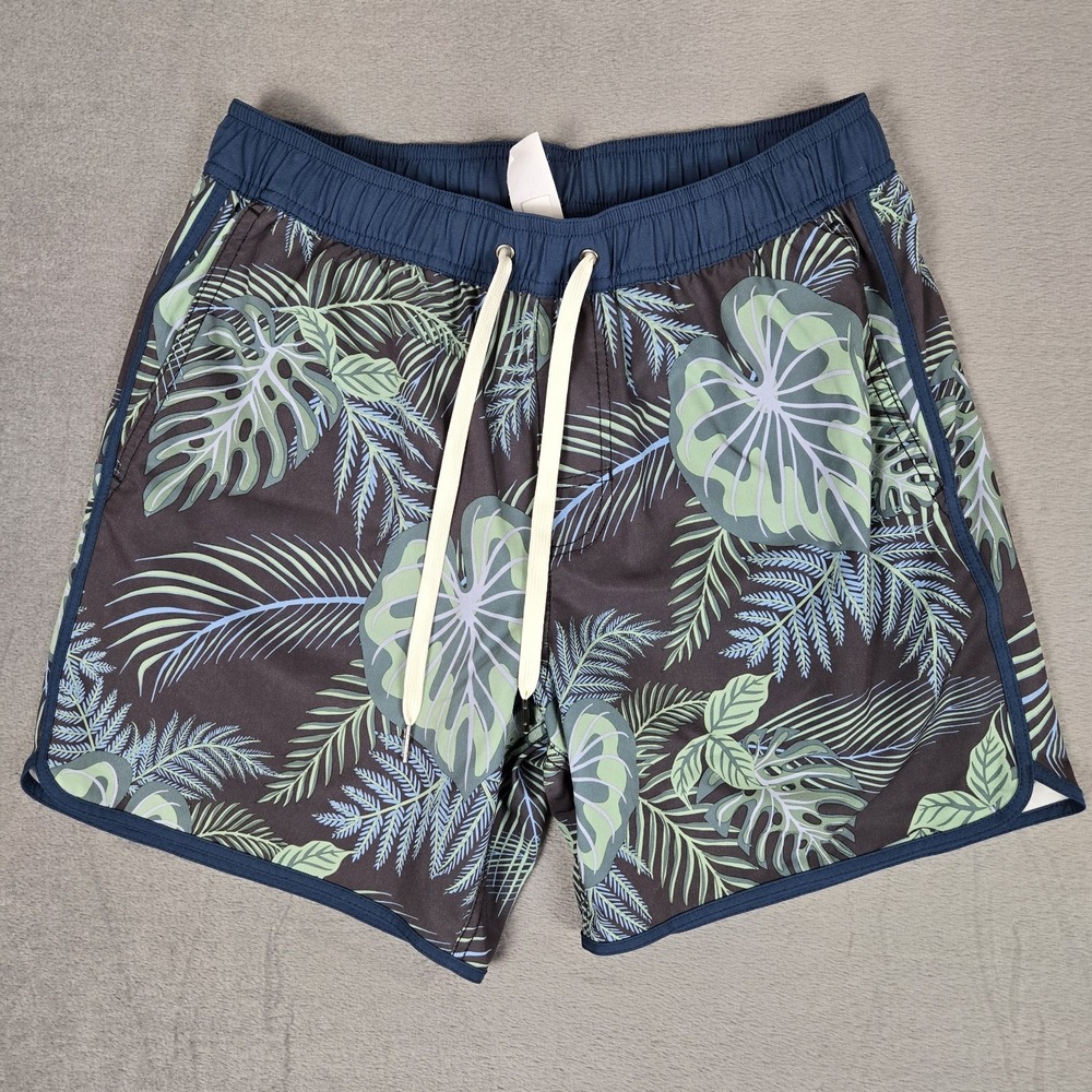 Fair Harbor The Anchor Shorts Mens Small Navy Evergreen Floral 6" Inseam Lined
